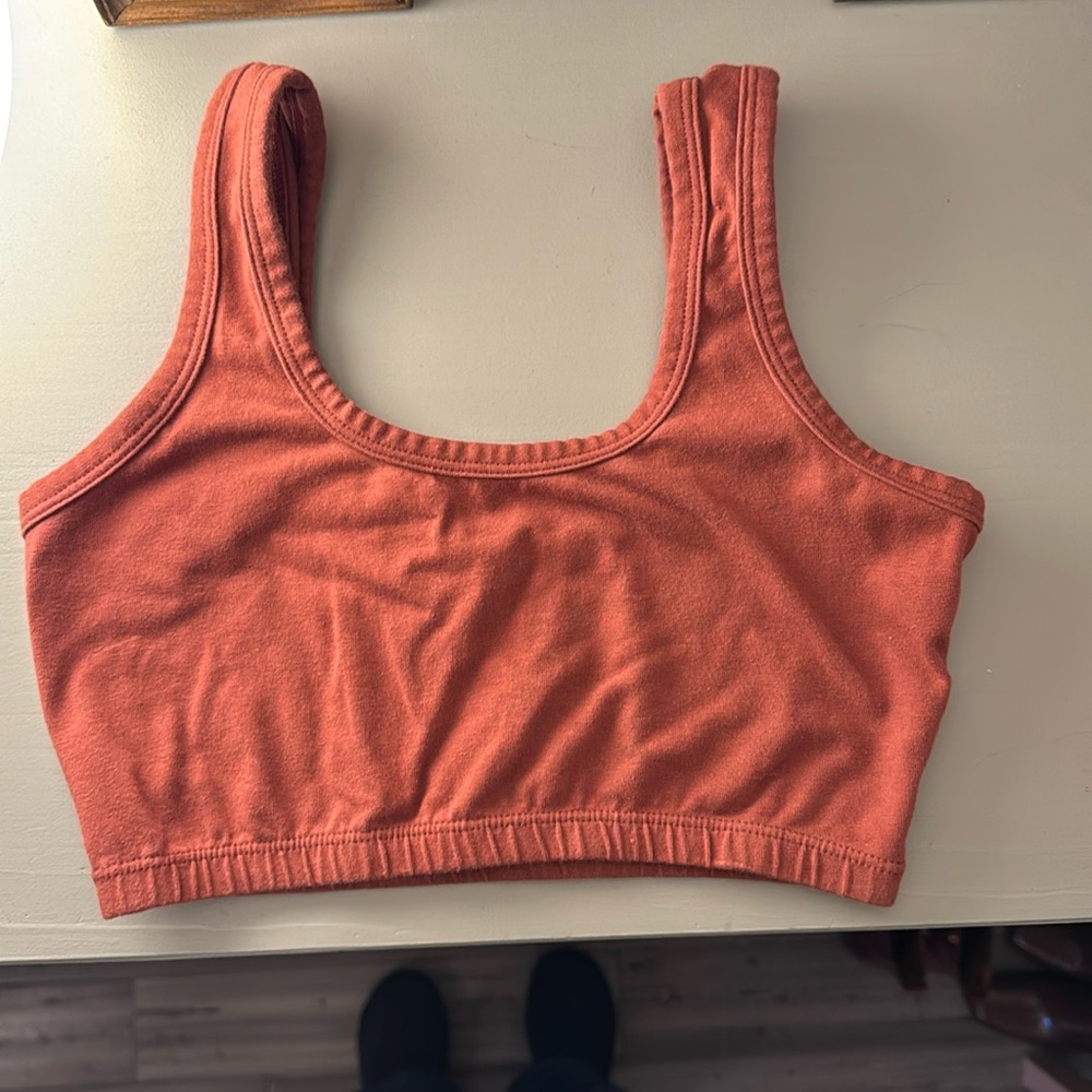 Shop Arq Bralette wide strap bra, size small, color rusty red brown (Russet?)